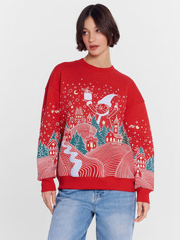 Свитшот женский красный с новогодним принтом - Mark formelle фото 3