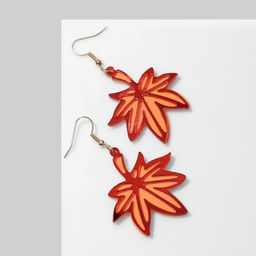 Серьги акрил Листья пальмы, цвет оранжевый в золоте - Queen fair фото 2