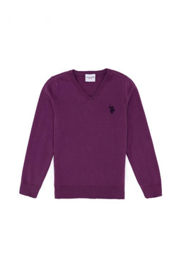 Фиолетовый базовый свитер с v-образным вырезом для девочек Неожиданная скидка в корзине
