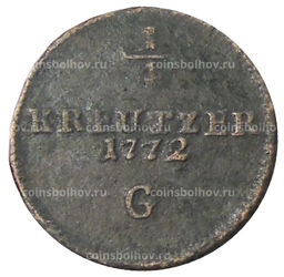 Монета 1/4 крейцера 1772 года G Германские государства  Бургау