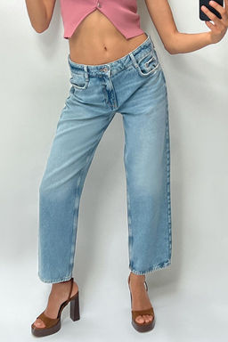 Z1975 STRAIGHT-LEG CROPPED MID-RISE JEANS - Zara фото 3