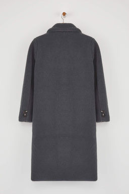 Antrasit Kurklu Kruvaze Regular Uzun Pelus Kaban TWOAW26KB00020 - Trendyolmilla фото 9