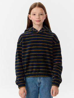 Худи для девочек синее в полоску