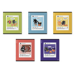 АКЦИЯ Цена за 5 шт. Тетрадь общая ученическая ErichKrause Meowstalgia, 48 листов, клетка, матовая ламинация+выборочный УФ-лак_MIX-PACK