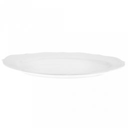 "Совершенство" Блюдо овальное фарфоровое 350х246х27мм, белый, рельефный декор, волнистый край (Китай)