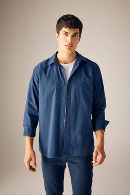 Рубашка из поплина с длинным рукавом стандартного кроя - Defacto фото 3