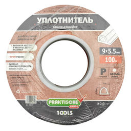 Уплотнитель резин.самокл.Р-проф. белый 9х5.5ммх100м