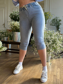 Капри джинсовые больших размеров женские ниже колена - Almond фото 12