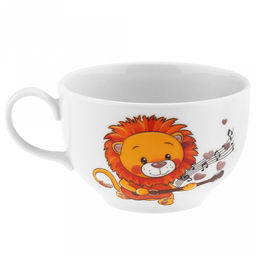 Чашка чайная фарфоровая "Львята" 210мл, д8,5см, h6см, форма "Янтарь", с блюдцем д14см (Россия)