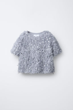 FEATHER AND SEQUIN T-SHIRT