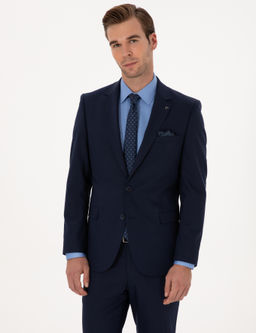 Lacivert Slim Fit Tak_m Elbise - Cacharel фото 3