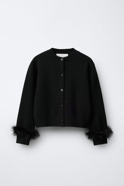 CARDIGAN WITH DETACHABLE FEATHERS