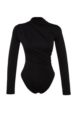 Siyah Buzgu Detayl? Dik Yaka C?tc?tl? Esnek Orme Body TWOAW24BD00014