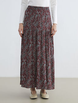 Beli Lastikli Desenli Etek