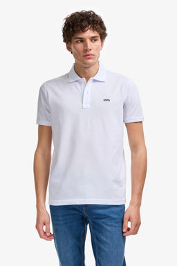 Erkek Regular Fit Polo Yaka Beyaz Basic Ti__rt