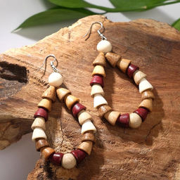 Серьги ручная работа, деревянные Радуга, цветные