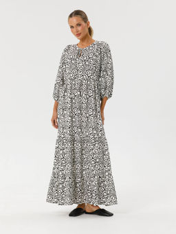 Платье ярусное с принтом