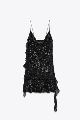 SEQUINNED RUFFLE MINI DRESS - Zara фото 6