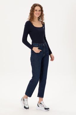 Kad_n Koyu Mavi Straight Fit Jean Pantolon