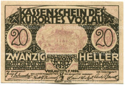 Банкнота 20 геллеров 1920 года Австрия Фёслау (нотгельд)