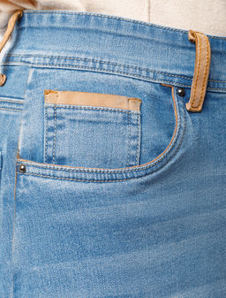 Юбка джинсовая Vilatte А-силуэта синяя фото 2