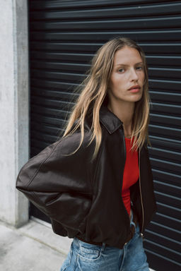 FAUX LEATHER BOMBER JACKET - Zara фото 15