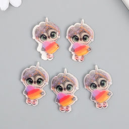 Цена за 5 шт. Декоративный элемент для творчества «Арт Узор. Совушка с сердцем», акрил, 2.3×3.7 см