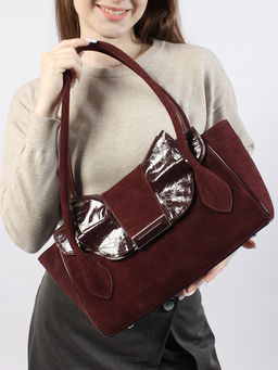 LACCOMA сумка Y2430-1-бордовый натуральная замша, натуральная кожа полиэстер  фото 3