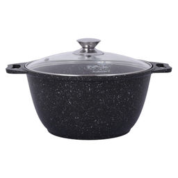 Кастрюля алюмин. 4л (стекл.крышка) (АП) темный мрамор (кмт42а)