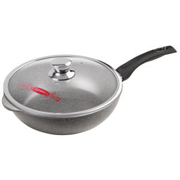 Сотейник с антипригарным покрытием д24см Графит, h8,2см, s0,4см, ручка из термостойкого пластика, стеклянная крышка с пароотводом, подарочная упаковка (Россия)