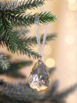 Ёлочные игрушки 3 шт. Зимнее волшебство. Капля, 4.53 см, прозрачный с золотом фото 9