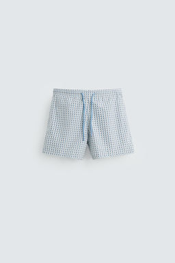 GEOMETRIC PRINT MID-LENGTH SWIMMING TRUNKS