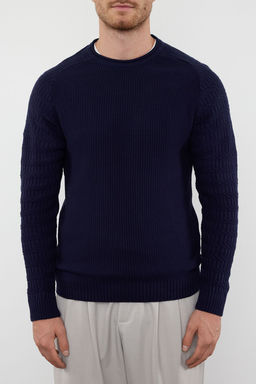 TRENDYOL MAN Gri Slim Fit Dar Kesim Bisiklet Yaka Kol Dokulu Desenli Reglan Kol Triko Kazak TMNAW22KZ0380 - Trendyolmilla фото 30