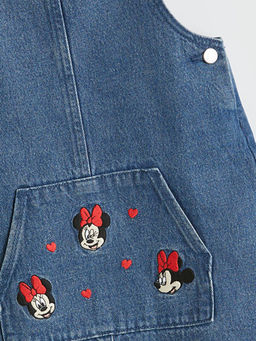 Minnie Mouse Nak??l? K?z ?ocuk Jean Salopet Elbise