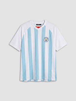 V Yaka Manchester City Bask?l? Erkek Spor Ti??rt