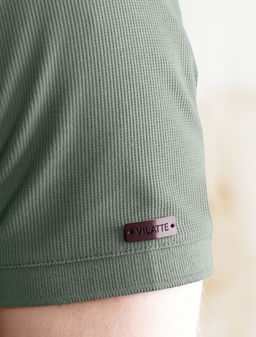 Поло Vilatte из хлопка светло-оливковое  фото 4