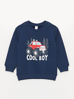 Bisiklet Yaka Uzun Kollu Bask?l? Erkek Bebek Sweatshirt ve E?ofman Alt 2li Tak?m