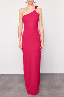 Limited Edition Pembe Vucuda Oturan Gul Aksesuarl? Orme Uzun Abiye Elbise TPRSS24AE00047 - Trendyolmilla фото 4