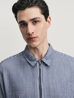 Рубашка в полоску на молнии / Zarina  фото 6