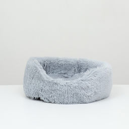 Лежанка для животных, с подушкой, мех, сатин, периотек, 40×40×16 см, серая