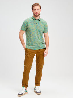 Джемпер мужской с воротником поло короткий рукав GREG G144-KM1246-OR1013 (зеленый)  фото 3