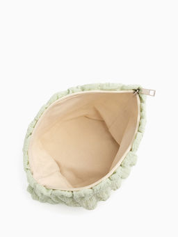 Косметичка на молнии простая, большая, мягкая, зелёная