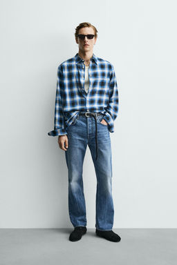 CAMISA FLUIDA CUADROS AARON LEVINE X ZARA / Azul