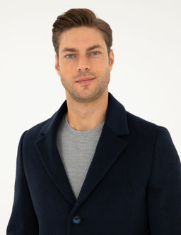 Lacivert Ekstra Slim Fit Y_n Kar___ml_ Ka_e Kaban - Pierre cardin фото 2