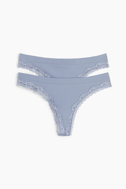 Pack 2 bragas Thong con ribete de encaje Seamless - H&m фото 7