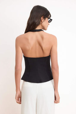 Ac?k Pembe Fitted/Vucuda Oturan Boyundan Baglamal? Kolsuz Interlok Orme Bluz TWOSS26BZ00665 - Trendyolmilla фото 8