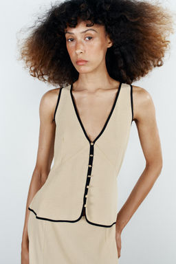 VESTIDO MIDI VIVOS CONTRASTE / Beige claro - Zara фото 2