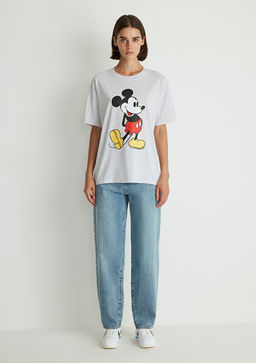 Mickey Mouse Bask?l? Gri Tisort - Mavi фото 3