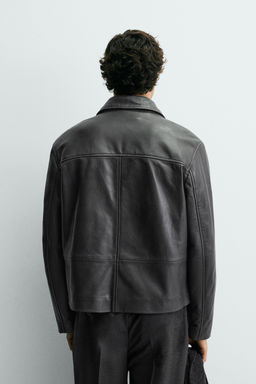 CROPPED FIT LEATHER JACKET - Zara фото 3