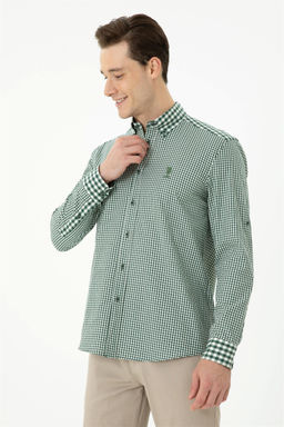 Мужская зеленая рубашка с длинным рукавом - U.s. polo assn фото 2
